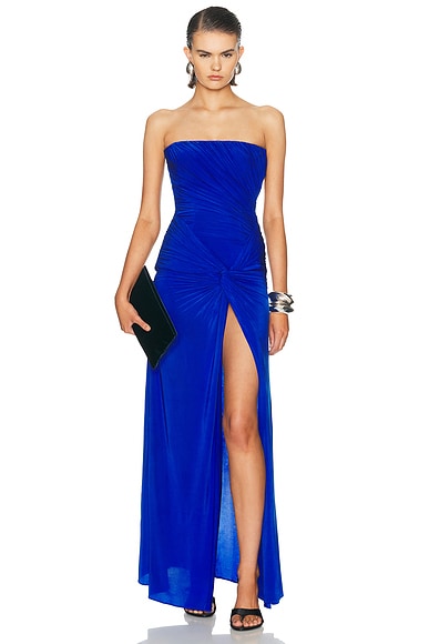 Strapless Ruched Twist Gown