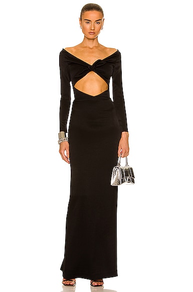 Lorne Off Shoulder Bow Tie Cut Out Gown