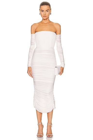 Sterling Ruched Long Sleeve Off Shoulder Dress