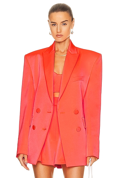 Alex Perry Wells Boyfriend Double Breasted Blazer in Coral