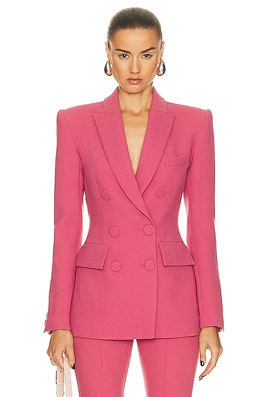 Alex Perry Fitted Double Breasted Blazer in Garnet Rose