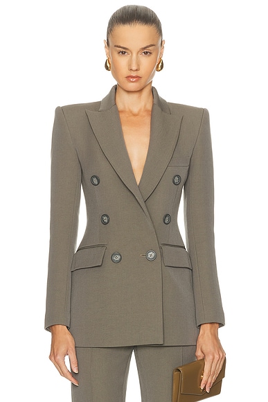 Alex Perry Double Breasted Fitted Blazer in Ash