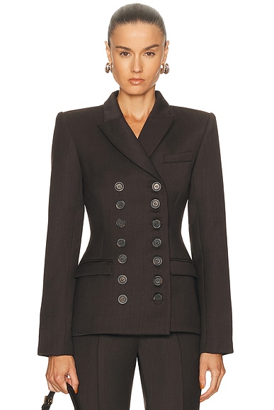 Alex Perry Double Breasted Blazer in Espresso