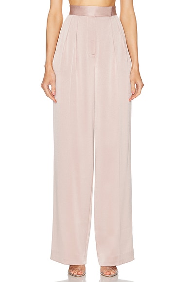 Alex Perry Satin Tailored Trouser in Sepia
