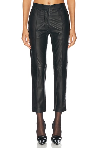 Alex Perry Leather Straight Crop Trouser in Black