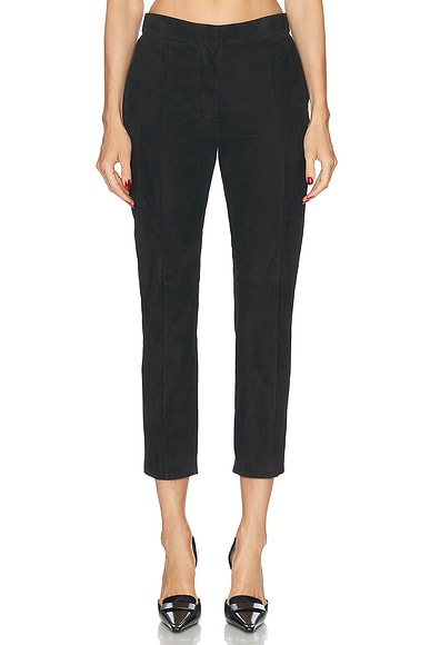 Alex Perry Cropped Suede Pant in Black