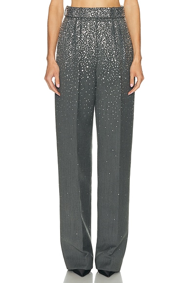 Alex Perry Crystal Embellished Trouser in Slate Grey