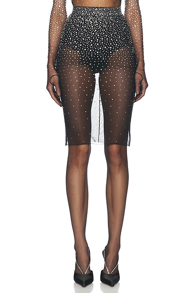 Miu Miu Sheer Polka Dot Skirt in Blu & Avorio | FWRD