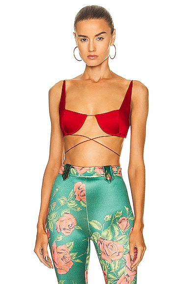 Alex Perry Pierce Sweetheart Cup Wrap Bralette in Red