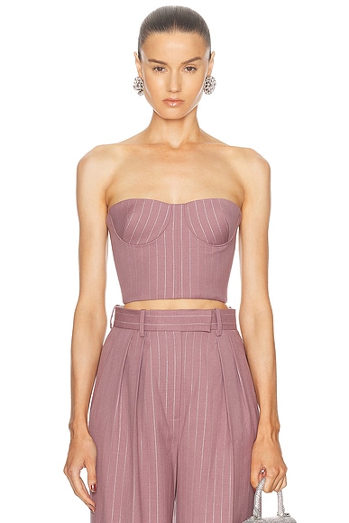 Lurex Pinstripe Strapless Crop Top