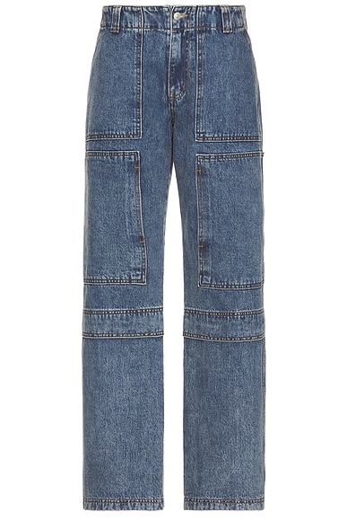 After Pray Max Cargo Jeans in Light Indigo