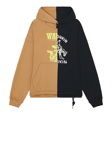 After Pray Opposition Half Panel Pullover Hoodie in Beige | FWRD