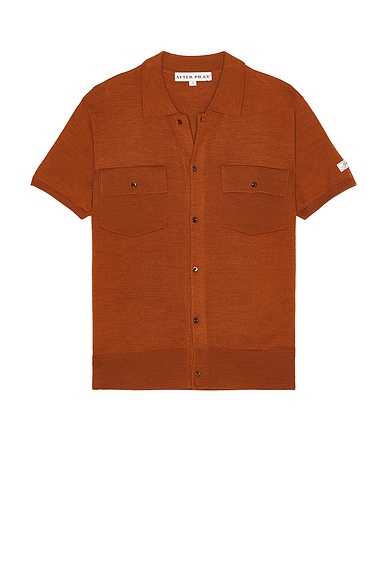 After Pray Maurice Polo Knit Cardigan in Tangerine