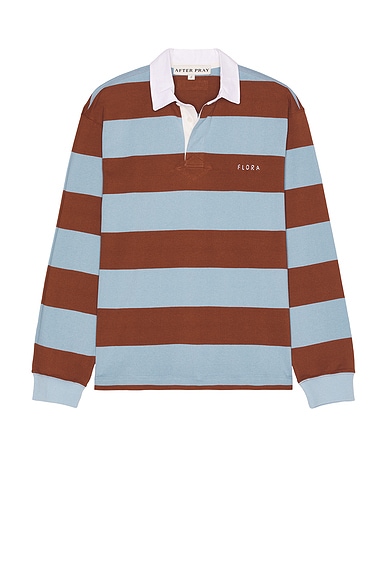 After Pray Stripe Jersey Rugby Shirt in Sky Blue