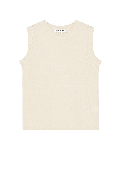 After Pray Damier Sleeveless Knit Top in Ivory