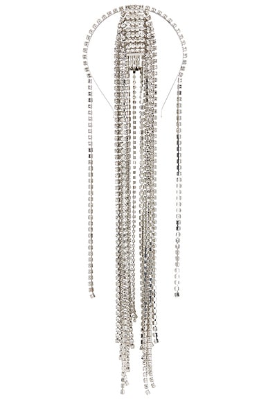 AREA Crystal Fringe Headband in Clear Crystal & Silver