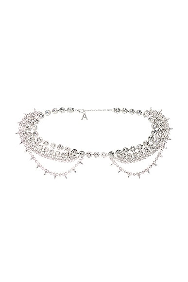 AREA Crystal Multi Layer Belt in Clear Crystal & Silver
