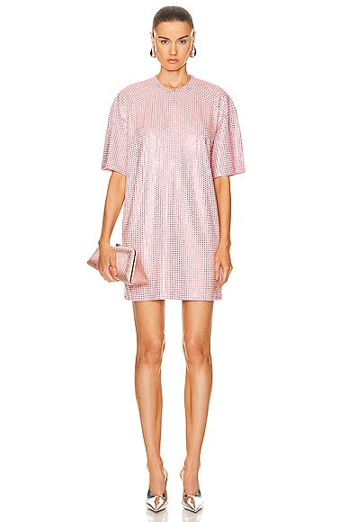 Shop Area Crystal Embellished Backless T-shirt Dress In Candy Rose