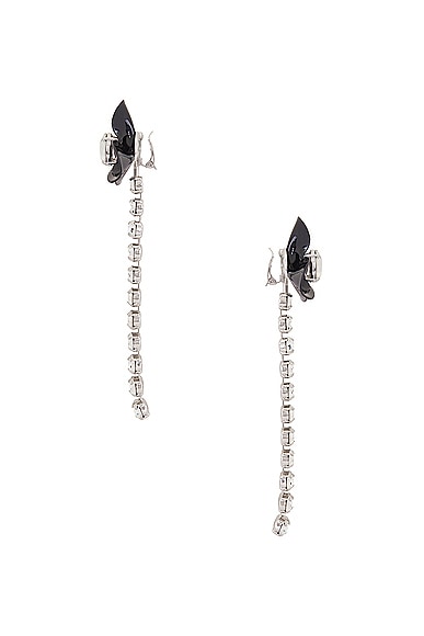 Shop Area Flower Drop Earrings In Black & Silver
