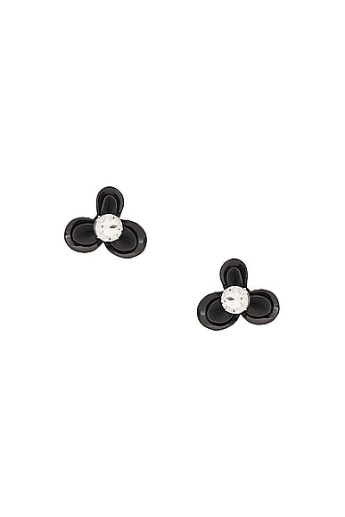 AREA Flower Stud Earrings in Black & Silver