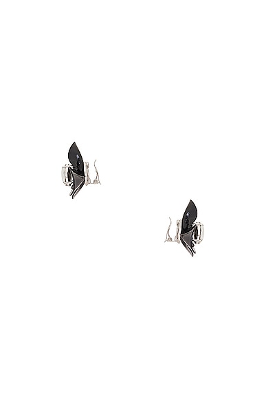 Shop Area Flower Stud Earrings In Black & Silver