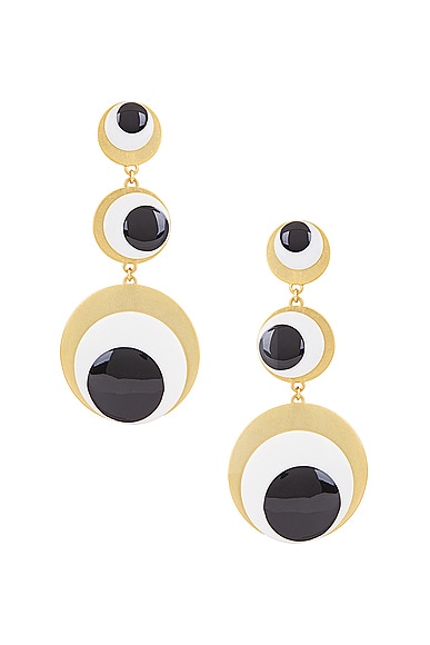 Enamel Eye Drop Earrings in Metallic Gold