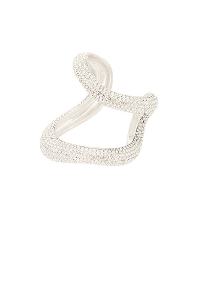 AREA Crystal Link Cuff Bracelet in Antique Silver