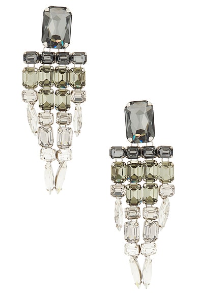 AREA Ombre Crystal Chandelier Earrings in Ombre Grey
