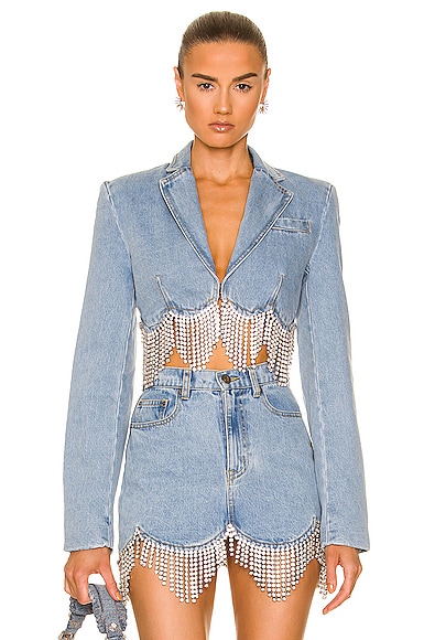 Scalloped Crystal Cropped Jacket