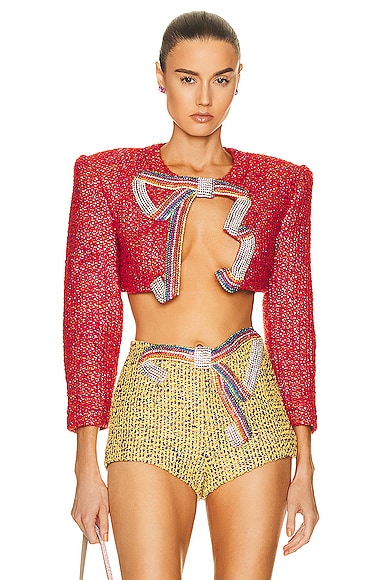 Crystal Bow Cropped Jacket
