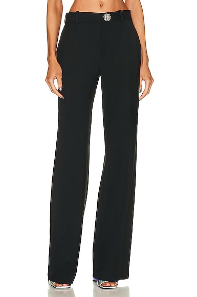 Embroidered Crystal Button Pant