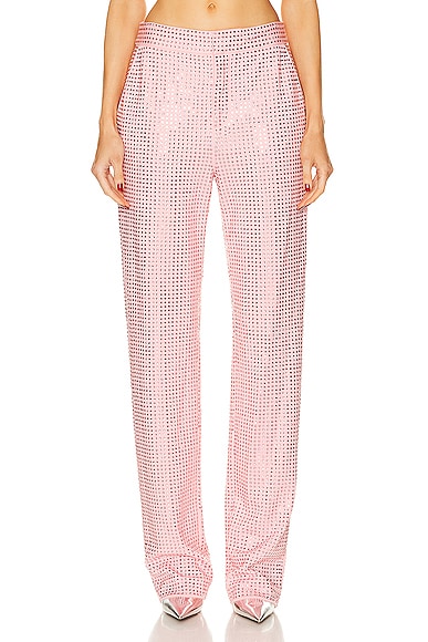 Crystal Embellished Straight Leg Pant in Rose