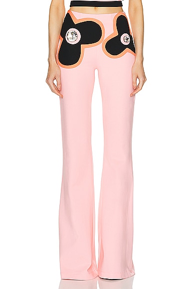 AREA Colorblock Flower Pant in Multi Pink