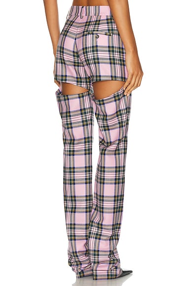 AREA Back Slit Pant in Pink Multi