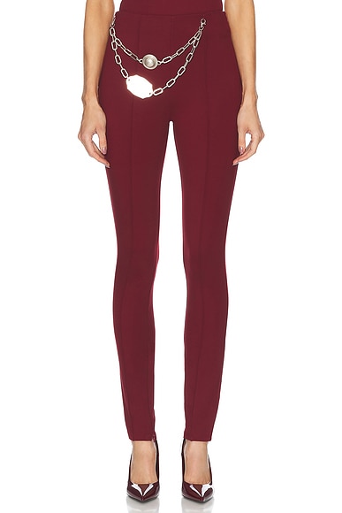 AREA Chain Plate Belt Legging in Burgundy
