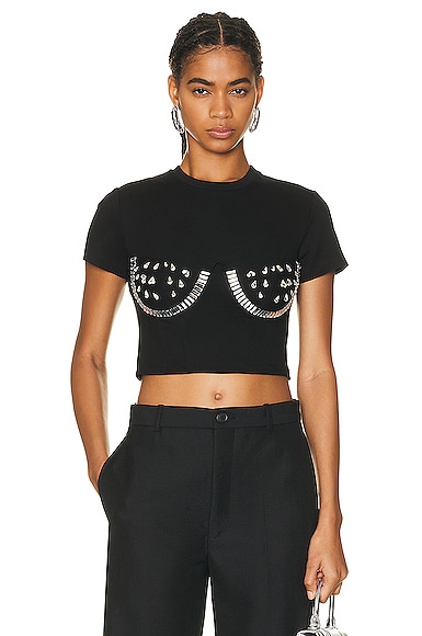 Shop Area Crystal Watermelon Cup T-shirt In Black