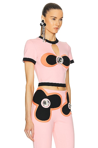 Shop Area Colorblock Bustier Cup T-shirt In Multi Pink