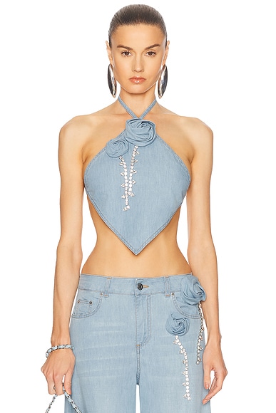 Crystal Rosette Handkerchief Top
