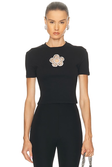 Crystal Flower Cropped T-Shirt