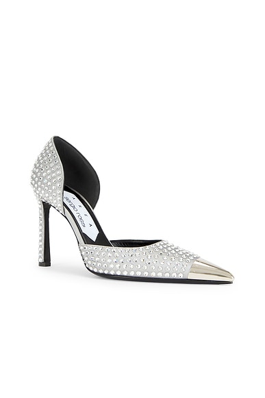 Shop Area X Sergio Rossi 95 Pump In Silver & Crystal