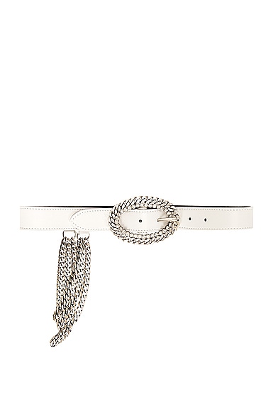 Alessandra Rich Leather Chain And Crystal Buckle Belt In White