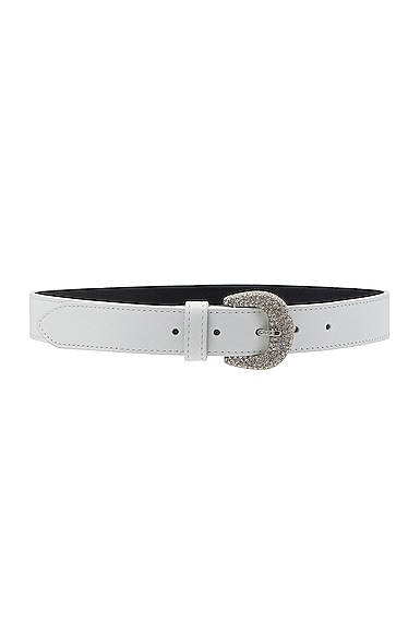 Leather Belt With Crystal Buckle
