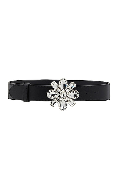 Leather Belt With Flower Buckle