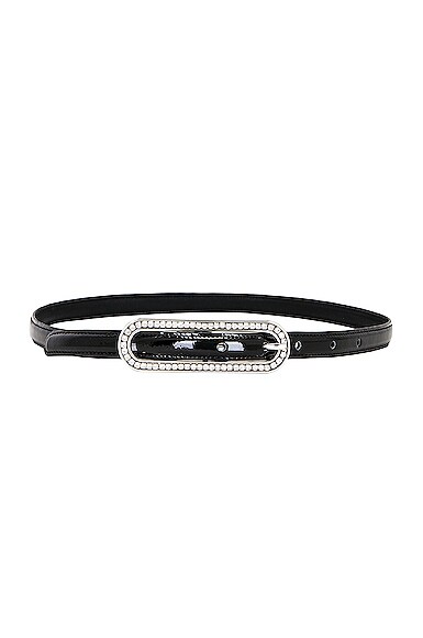 Crystal Buckle Patent Leather Belt
