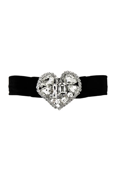 Alessandra Rich Heart Belt in Black Crystal FWRD