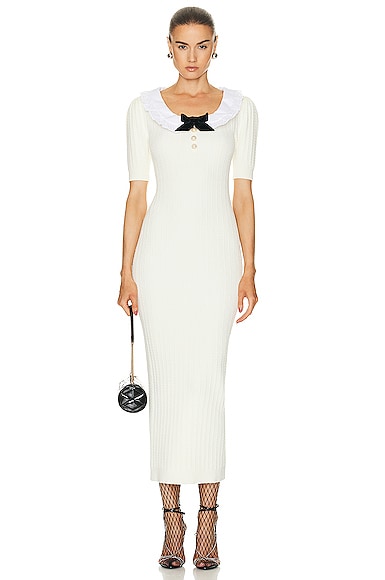 Alessandra Rich Knit Midi Dress in White