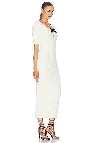 Shop Alessandra Rich Knit Midi Dress In White