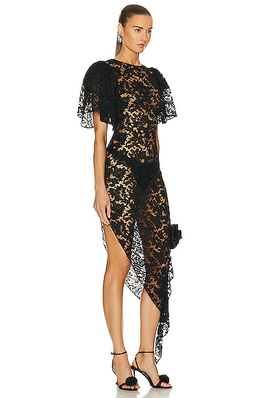 Shop Alessandra Rich Lace Dress In Black