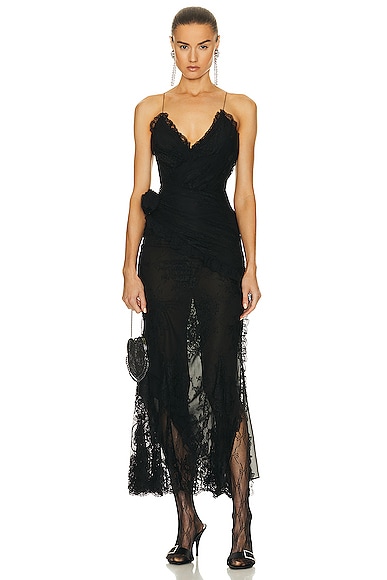 Alessandra Rich Lace Evening Dress in Black