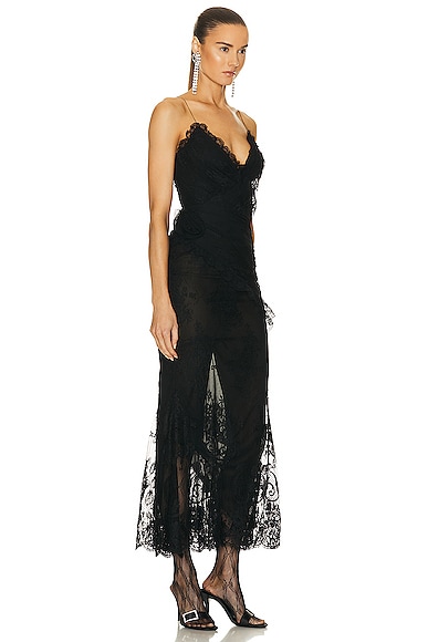 Shop Alessandra Rich Lace Evening Dress In Black